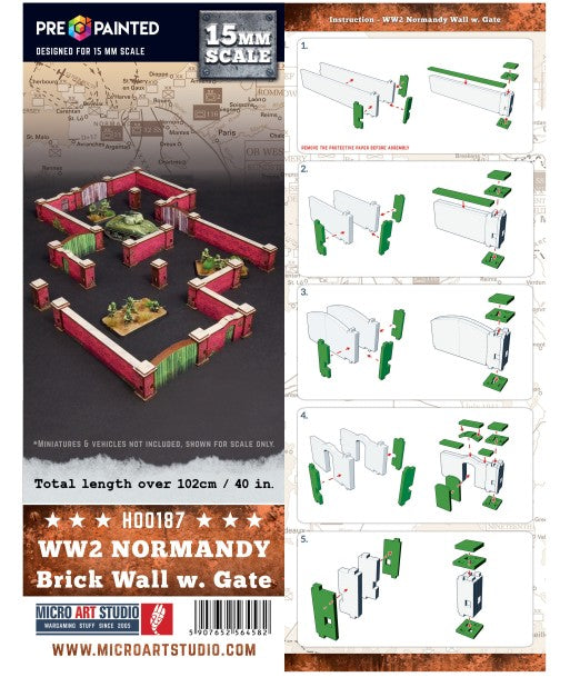 WW2 Normandy Brick Wall (Pre-painted 15mm)