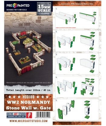 WW2 Normandy Stone Wall (Pre-painted 15mm)
