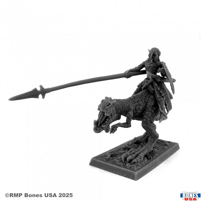 Reaper - Unpainted - 30234 - Dungeon Dwellers: Dark Elf Hero On Lizard