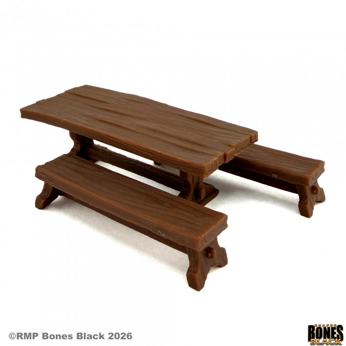 Reaper - 44329 - Bones Black: Table and Benches (2)