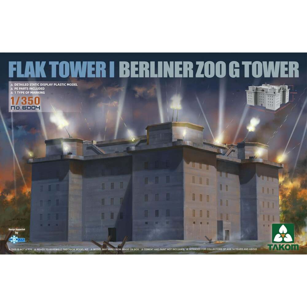 Takom - TK6004 - 1/350 Flak Tower I Berliner Zoo G Tower Plastic Model Kit