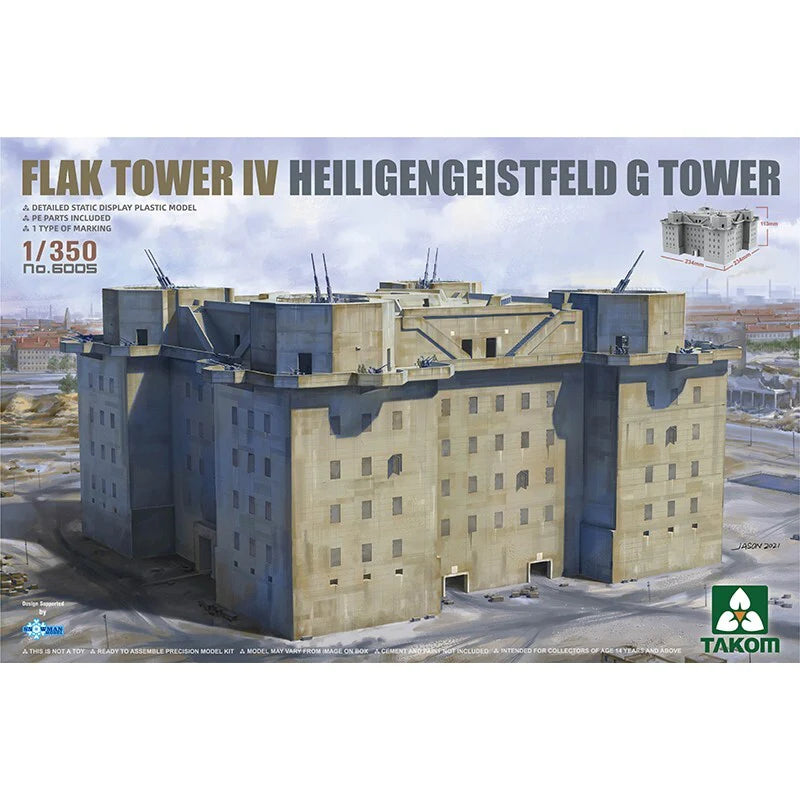 Takom - TK6005 - 1/350 Flak Tower IV Heiligengeistfeld G Tower Plastic Model Kit