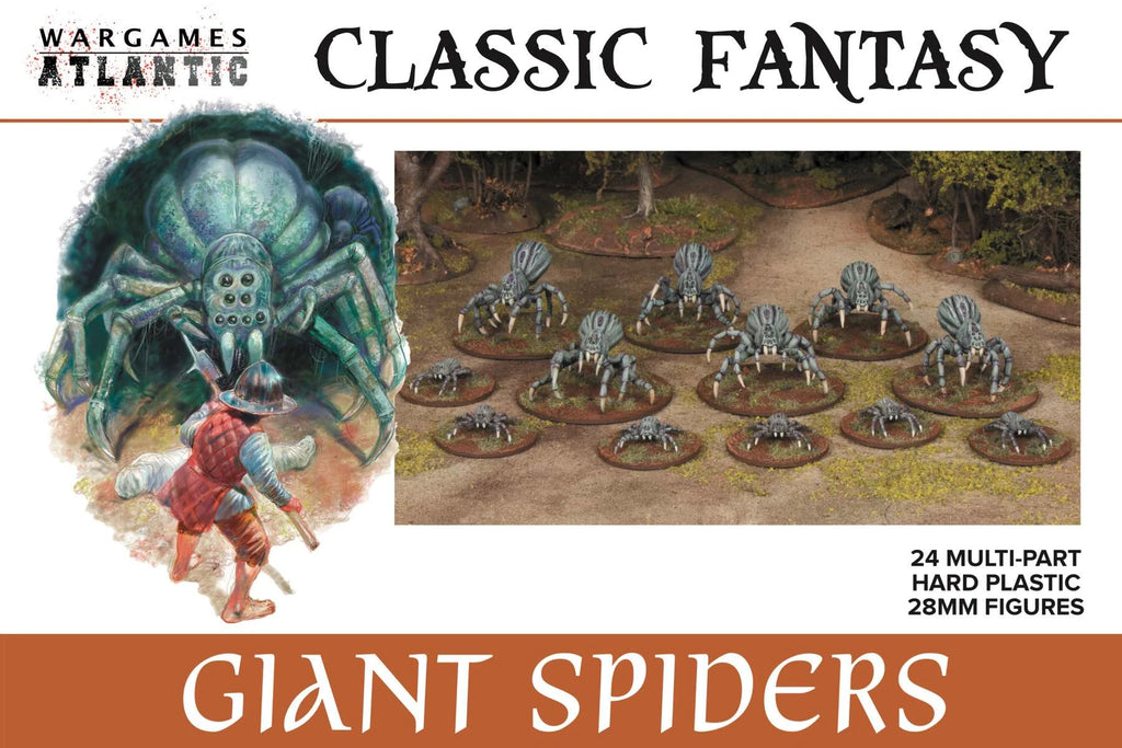 Wargames Atlantic  - Classic Fantasy - Giant Spiders - 12 large, 12 small - 28mm