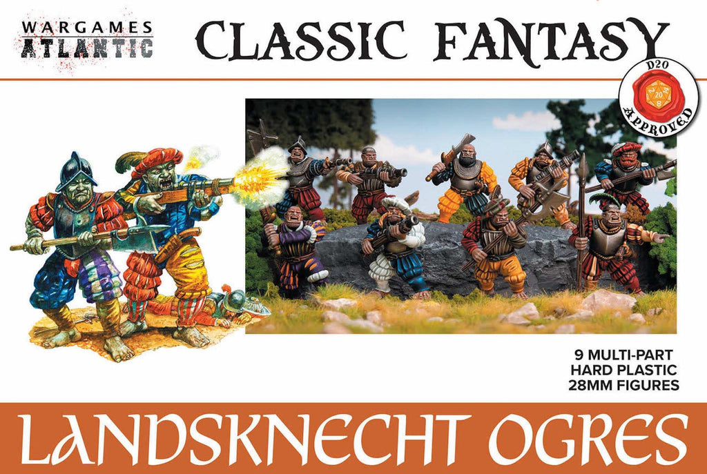 Wargames Atlantic - Landsknecht Ogres - 9 Large Scale Models - Classic Fantasy Troops
