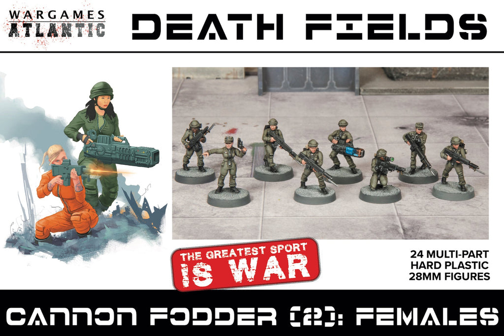 Wargames Atlantic - Cannon Fodder (2): Females - 24x 28mm Sci-fi Infantry - Death Fields