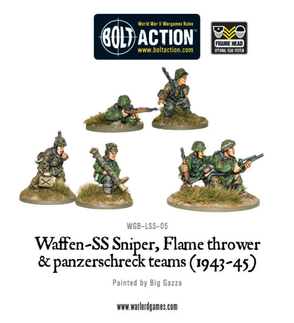 Bolt Action - Germany - Waffen-SS Sniper, Flamethrower and Panzer Schreck Teams