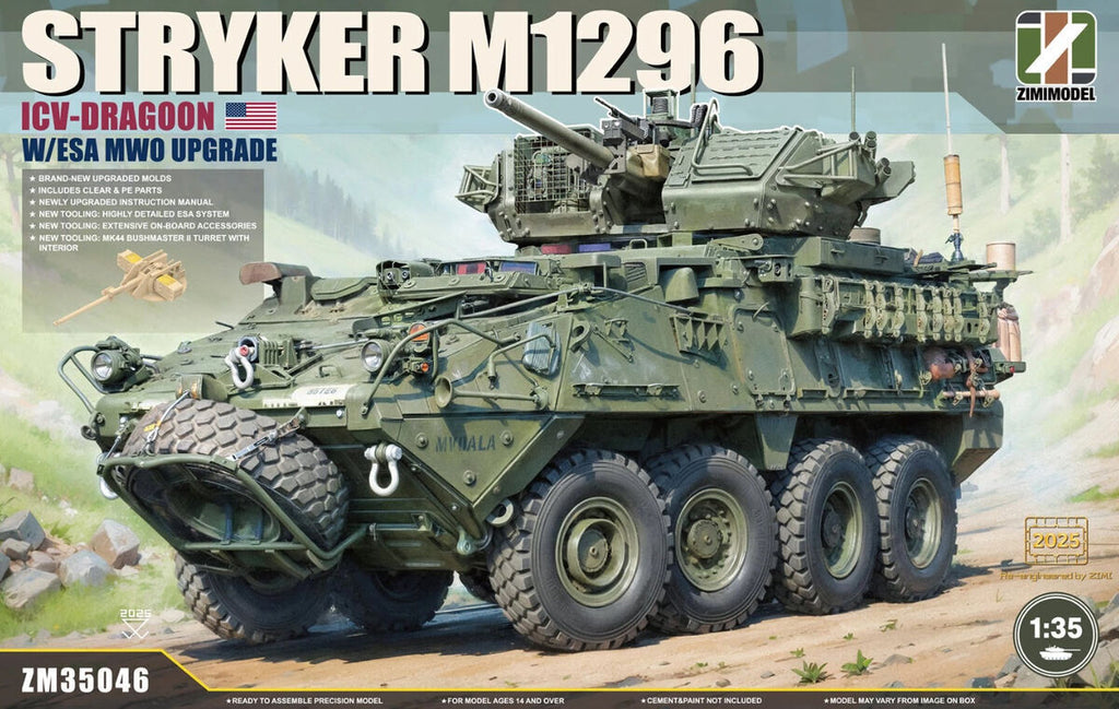 Zimi Model 1/35 Stryker M1296 ICV-Dragoon with ESA MWO Upgrade Plastic Model Kit - ZM35046
