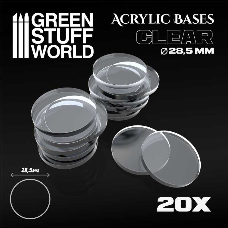 Green Stuff World - 11653 - Acrylic Bases - Round 28,5mm CLEAR - 20 Units