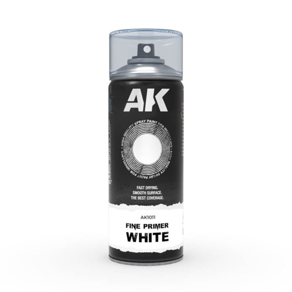 Ak Interactive - AK1011 - Aerosol Spray Primer - Fine Primer White - Spray 400ml (Includes 2 Nozzles)