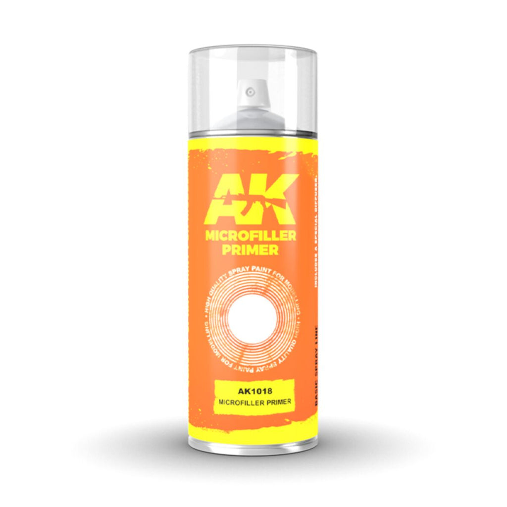 Ak Interactive - AK1018 - Aerosol Spray Primer -  Microfiller Primer - Spray 150ml (Includes 2 Nozzles)