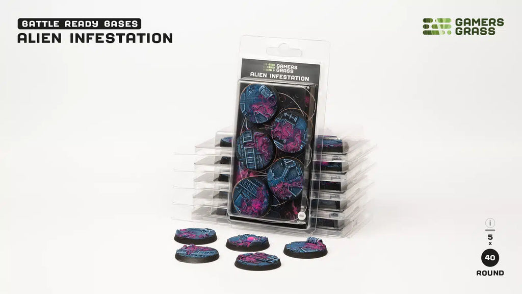 Gamers Grass - GGB-AIR40 - Bases - Alien Infestation Bases - Round 40mm (x5)