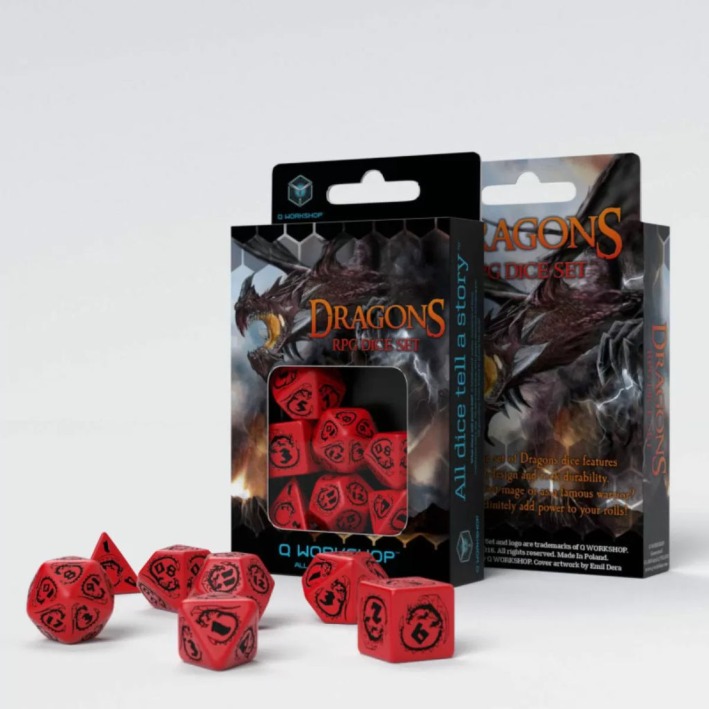 Q Workshop - Dragon Red & Black Dice Set 7 - SDRA04
