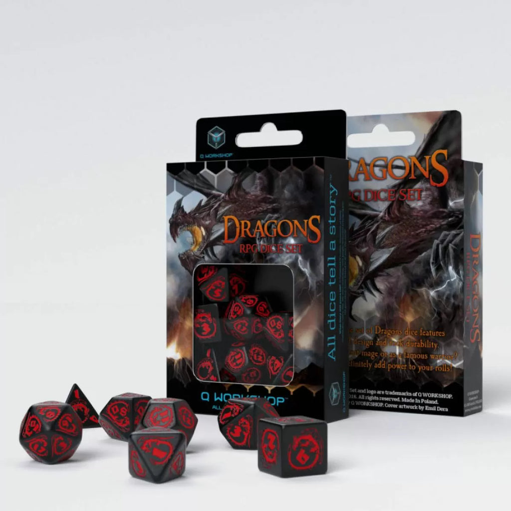 Q Workshop - Dragon Black & Red Dice Set 7 - SDRA05