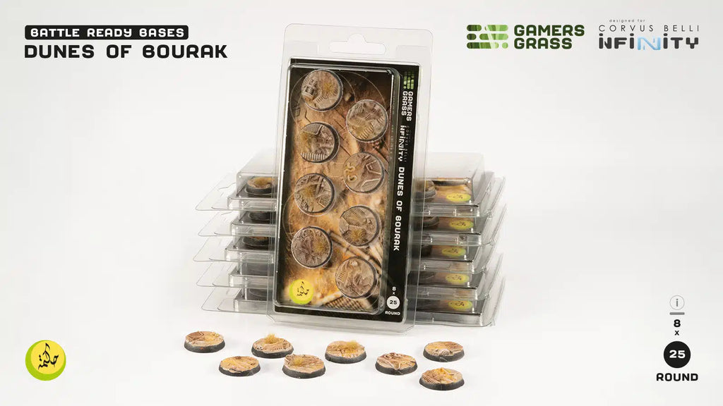 Gamers Grass - GGB-DBR25 - Bases - Dunes of Bourak (Infinity) - Round 25mm (x8)