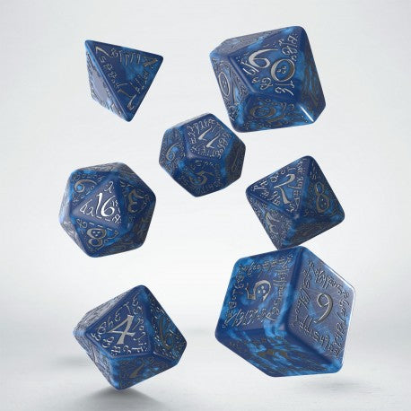 Q Workshop Elvish Translucent & black Dice Set 7