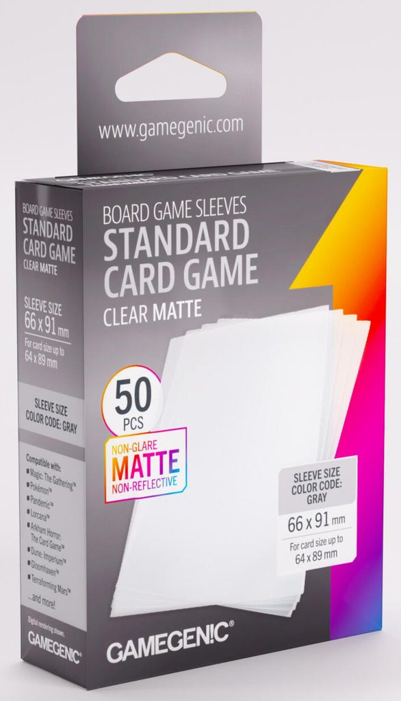 Gamegenic Board Game Card Sleeves - Standard Card Game Clear Matte (66mm x 91mm) (50 Sleeves Per Pack)