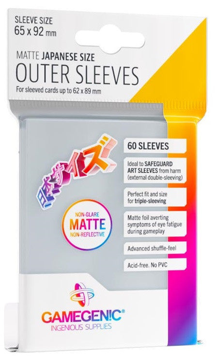 Gamegenic Outer Sleeves Matte Japanese Size (60 Sleeves Per Pack) - Sleeve Size 65 x 92 mm