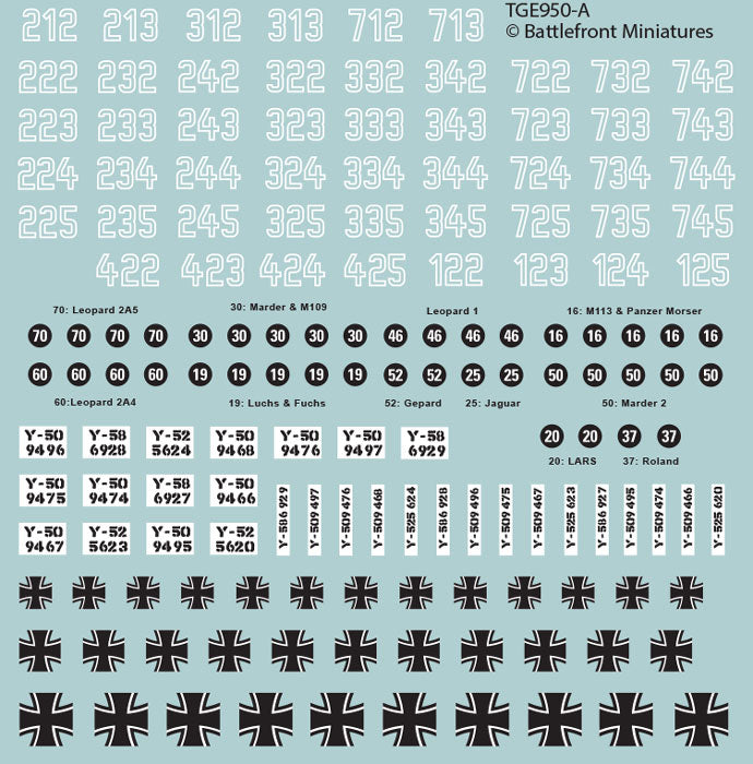 Team Yankee WWIII: West German - Decals (x4 Sheets) - TGR950