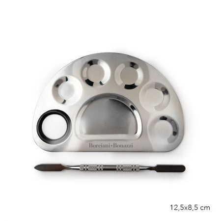 Borciani e Bonazzi - Half-Moon Shaped Stainless Steel Palette with Spatula Included – Small Version
