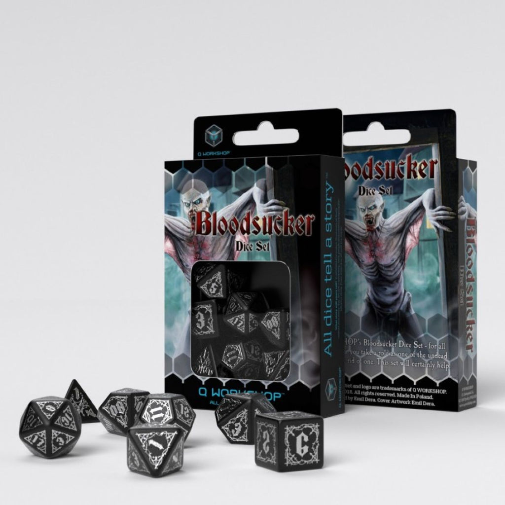 Q Workshop - Bloodsucker Black & Silver Dice Set 7