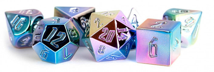 MDG Aluminum Plated Acrylic Polyhedral Dice Set 16mm - Rainbow Aegis Uninked