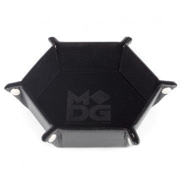 MDG Fold Up Velvet Dice Tray Hexagon: Black (Premium Packaging) (WSL)