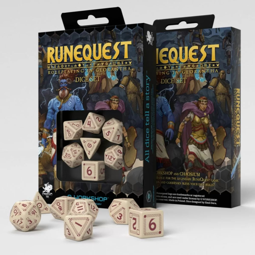 Q Workshop - Runequest Beige & Burgundy Dice Set 7