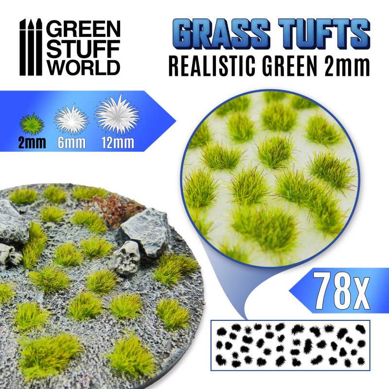 Green Stuff World - 2336 - Grass Tufts - 2mm self-adhesive - Realistic Green