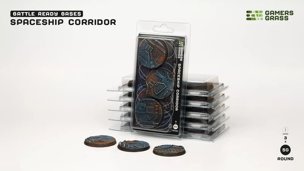 Gamers Grass - GGB-SPR50 - Bases - Spaceship Corridor Bases - Round 50mm (x3)