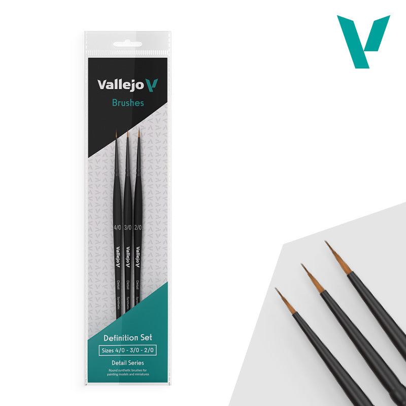 Vallejo  - B02990 - Brushes - Weathering Flat - Synthetic fibers (Sizes 4/0; 3/0 & 2/0)