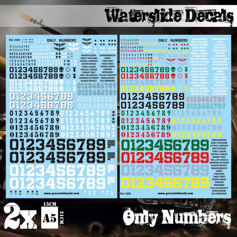 Green Stuff World - 2590 - Waterslide Decals - Only Numbers