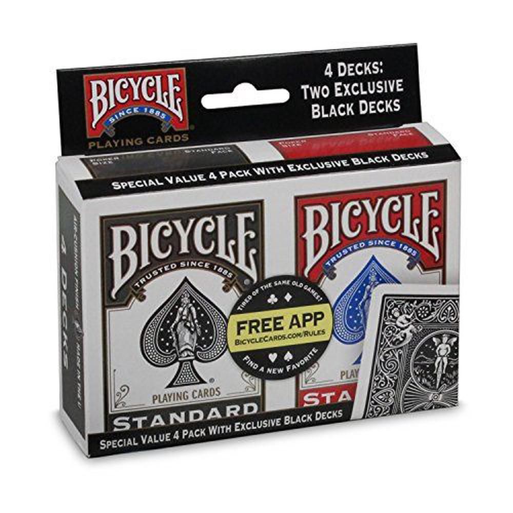 Bicycle Playing Cards - Standard Index 4 Pack  Black and Red