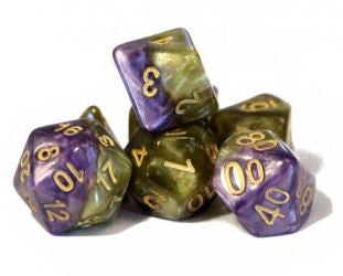 Halfsies Dice Queens Dice - Upgraded Dice Case (Set of 7 Polyhedral Dice)