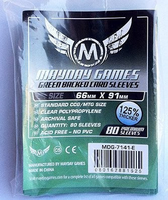 Mayday Card Game Sleeves Green Backed 66x91mm