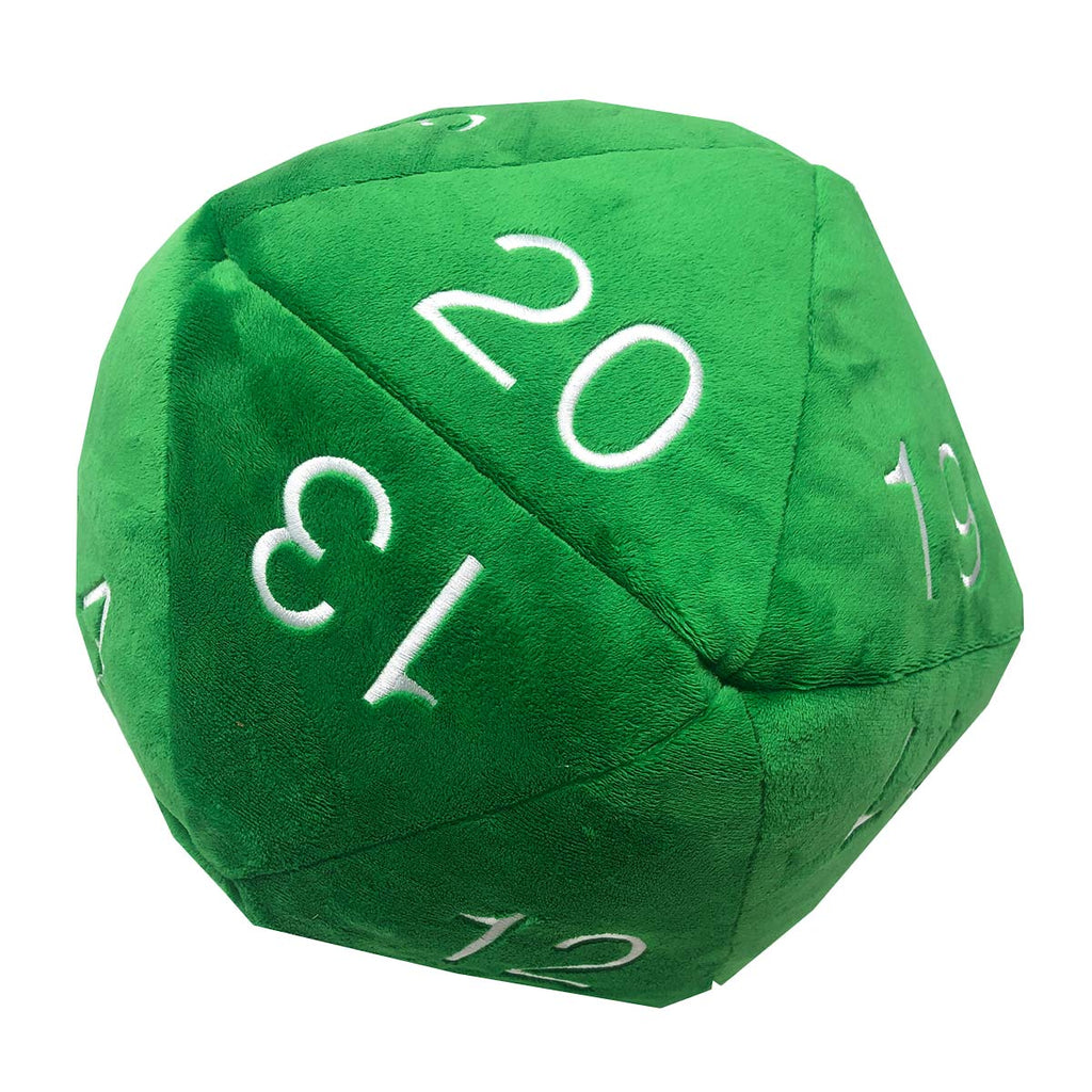 Jumbo D20 Dice Plush Green and White