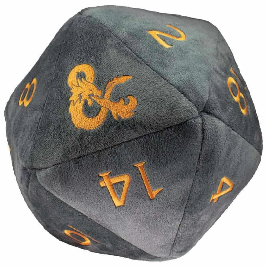 Jumbo D20 Dice Plush Realmspace Grey and Orange