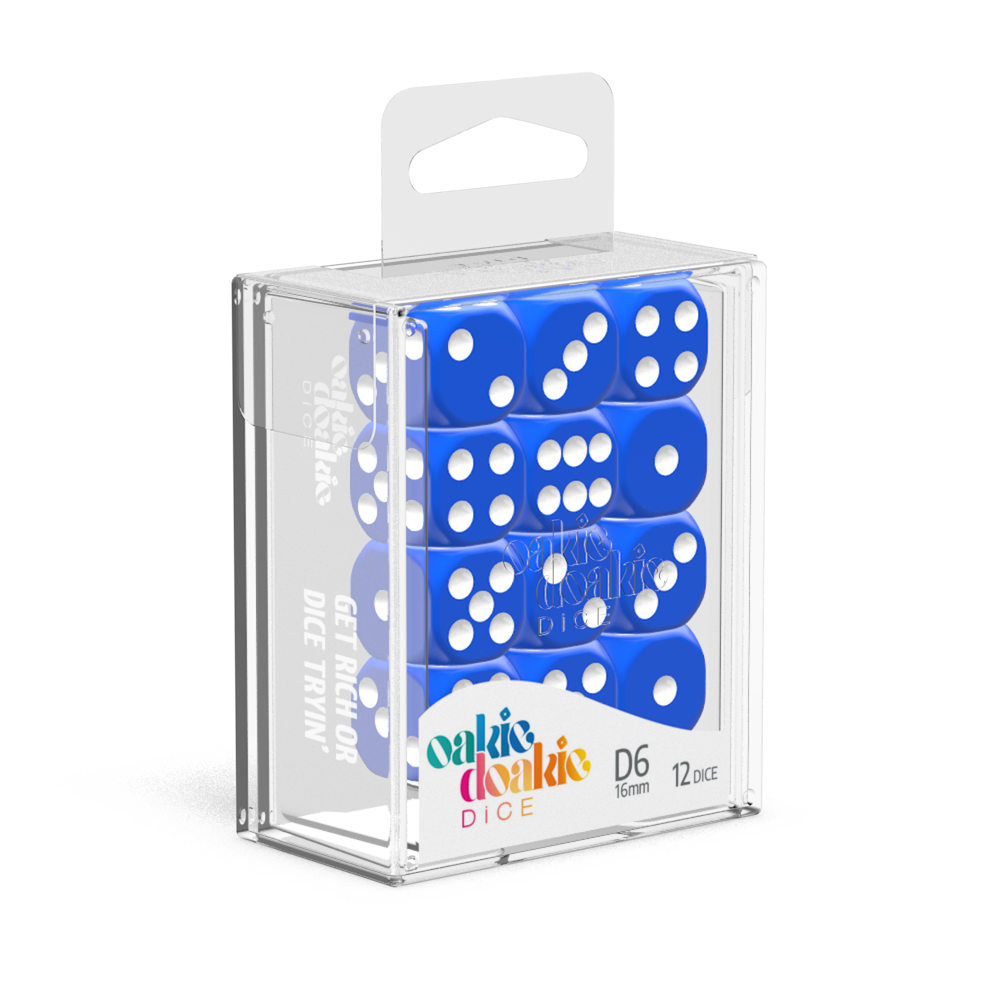 Oakie Doakie Dice D6 16 mm Solid - Blue (12)