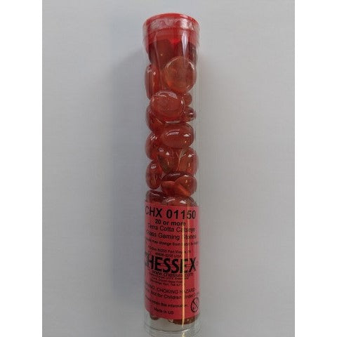 CHX 01150 - Terra Cotta Catseye Glass Stones 20+ in 5 1/2 inch Tube