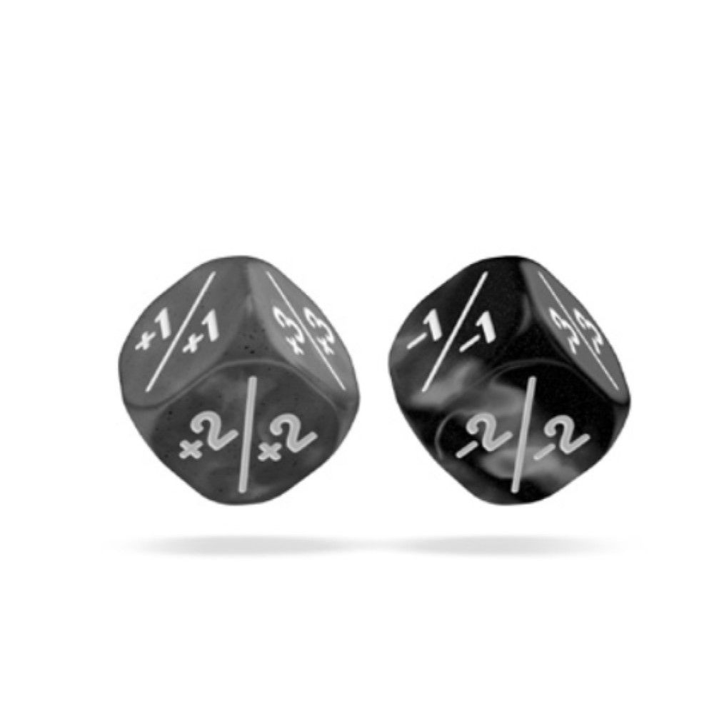 Oakie Doakie Dice D6 Marble / Gemidice Positive & Negative 12mm Black (14)