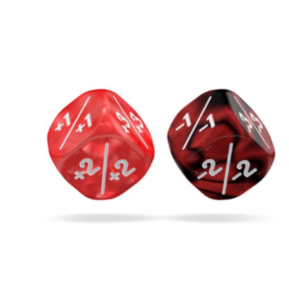 Oakie Doakie Dice D6 Marble / Gemidice Positive & Negative 12mm Red (14)