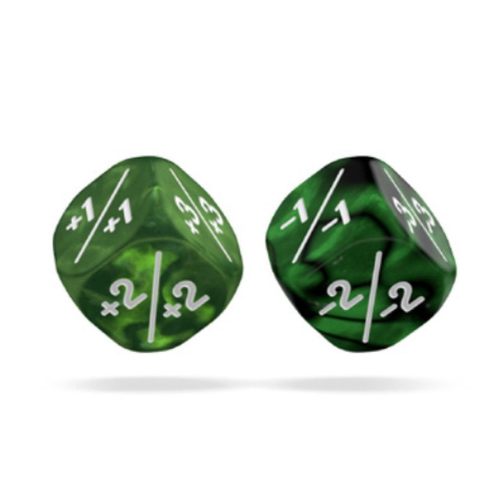 Oakie Doakie Dice D6 Marble / Gemidice Positive & Negative 12mm Green (14)