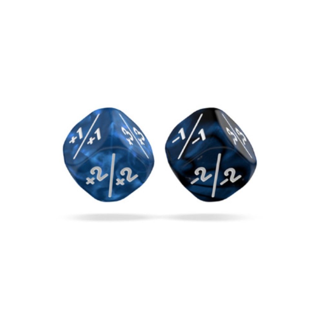 Oakie Doakie Dice D6 Marble / Gemidice Positive & Negative 12mm Blue (14)