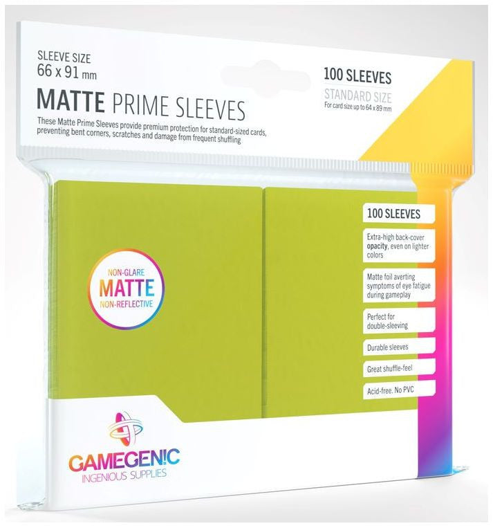 Gamegenic Matte Prime Card Sleeves Lime (66mm x 91mm) (100 Sleeves Per Pack)