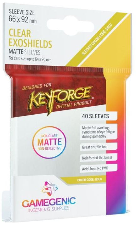 Gamegenic Matte Board Game Sleeves - Keyforge Exoshields Clear (66mm x 92mm) (40 Sleeves Per pack)