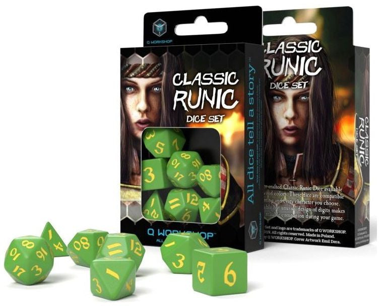 Classic Ruinc Dice Set - Green and Yellow (set of 7)