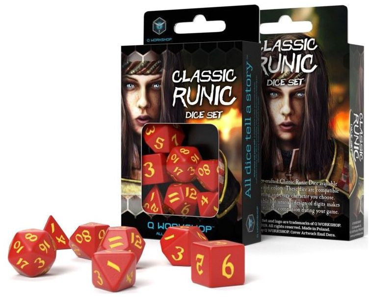 Classic Runic Dice Set - Red and Yellow (set of 7)