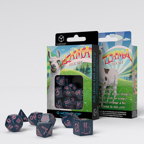 Sparkling Llama Dice Set - Blue & Pink