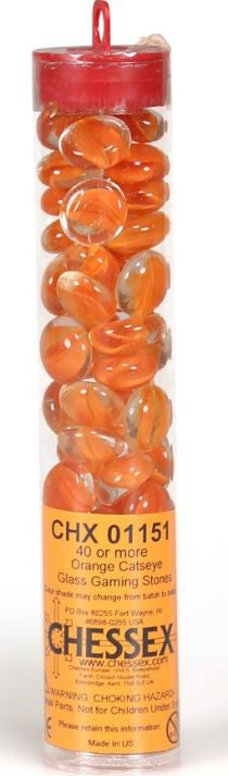 Gaming Stones Orange Catseye Glass Stones (Qty 23-27) in 4" Tube