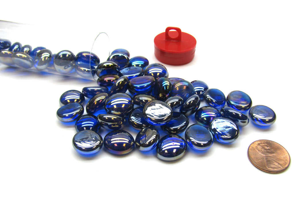 Gaming Stones Crystal Dark Blue Iridized Glass Stones (Qty 23-27) in 4" Tube