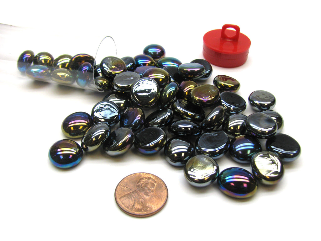 Gaming Stones Black Opal Iridized Glass Stones (Qty 40) in 5 1/2" Tube
